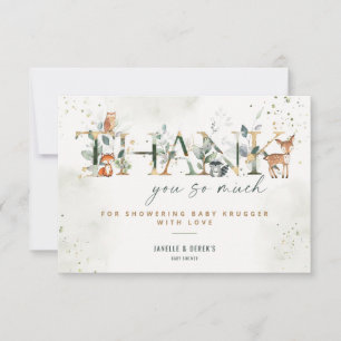 Woodland Baby shower groen dank u nota nemen van K Bedankkaart