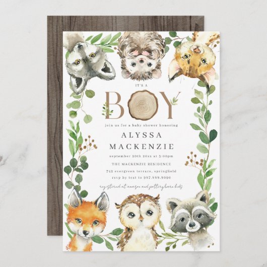 Woodland Baby Shower Invitation (Devant / Derrière)