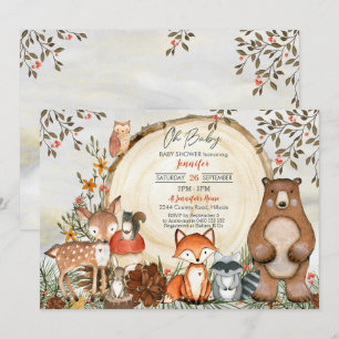 Woodland Baby shower Invitation bébé garçon Woodla