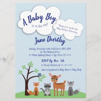 Woodland Baby shower Invitation - Bos Dieren Kaart