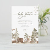 Woodland Baby shower Invitation Bosdieren Kaart (Staand voorkant)