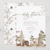Woodland Baby shower Invitation Bosdieren Kaart (Voorkant / Achterkant)