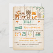 Woodland Baby shower Invitation Forest Animals Kaart (Voorkant)
