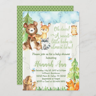 Woodland Baby shower Invitation Forest Friends Kaart