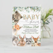 Woodland Baby shower Invitation garçon, ours Fox (Debout devant)