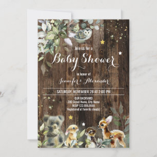 Woodland Baby shower Invitation Kaart