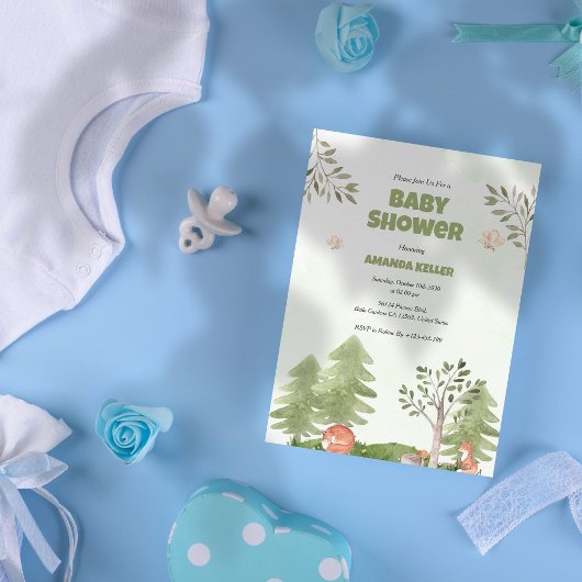 Woodland Baby shower Invitation Kaart