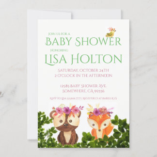 Woodland Baby shower Invitation Kaart