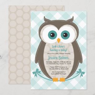 Woodland baby shower Invitation Neutral Mint Brown Kaart