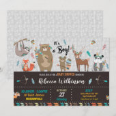 Woodland Baby Shower Invitations Baby Boy Shower (Devant / Derrière)