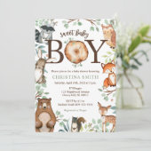 Woodland Baby Shower Invitations pour un garçon (Debout devant)