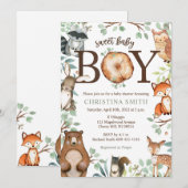 Woodland Baby Shower Invitations pour un garçon (Devant / Derrière)