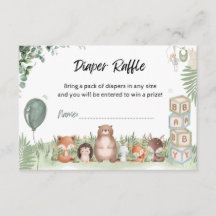 Woodland Baby Shower Luier Raffle Insteekkaart