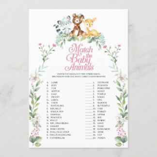 Woodland Baby shower Match Het Baby Dieren Spel Kaart