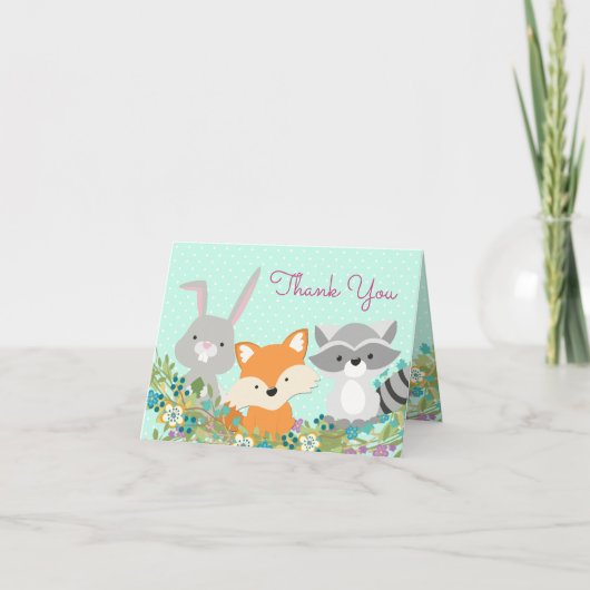 Woodland Baby shower Merci Cartes (Devant)