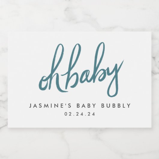 Woodland Baby shower Mini Mousserende Wijn Label Sparkling Wijnetiket (Enkel label)