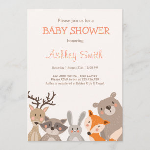Woodland Baby shower Nodigt Dieren Bos uit Kaart
