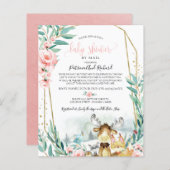 Woodland Baby shower per postbudget uitnodiging (Voorkant / Achterkant)