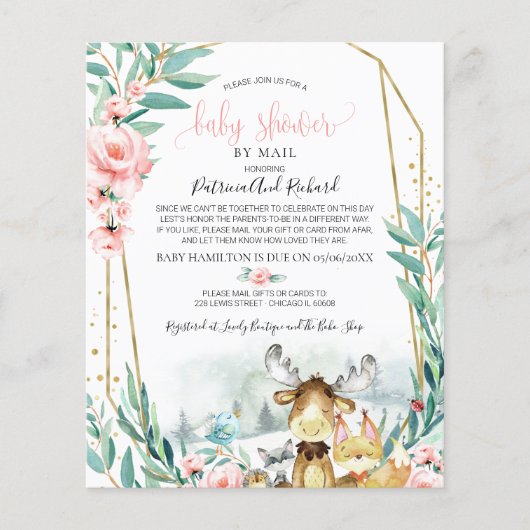 Woodland Baby shower per postbudget uitnodiging (Voorkant)