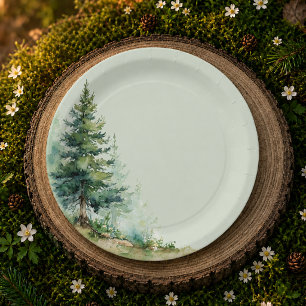 Woodland Baby Shower Plate • Sage Forest Design Papieren Bordje