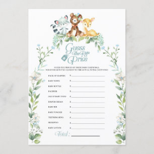Woodland Baby shower Price Game Kaart