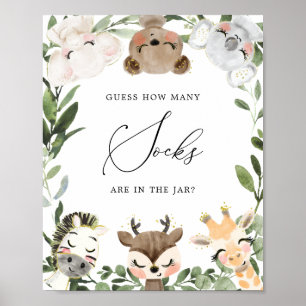 Woodland Baby shower raad hoeveel SOCTSCHOKKEN Poster
