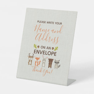 Woodland Baby shower Return Address Sign Reclamebord Met Voetstuk