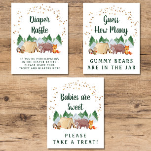 Woodland Baby shower Spelletjes Favorieten Poster  Muurkunst Sets