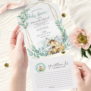 Woodland Baby Shower Uitnodiging & Advieskaart