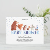 Woodland Baby shower uitnodiging Jongen Bos Dieren (Staand voorkant)