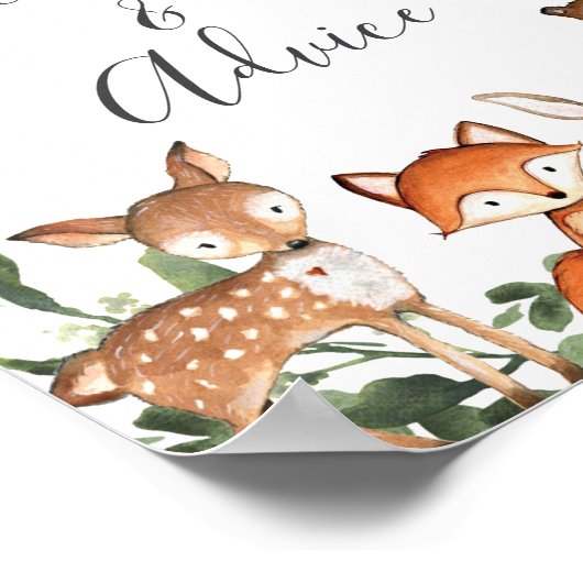 Woodland Baby shower voorspellingen en advies teke Poster (Hoek)