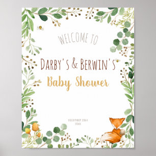 Woodland Baby shower Welkomstbord Poster
