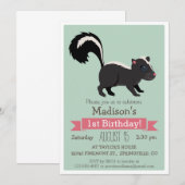 Woodland Baby Skunk Invitation de fête d'anniversa (Devant / Derrière)