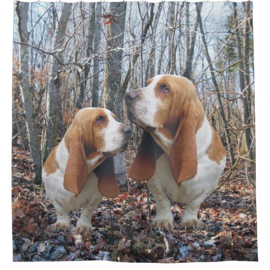Woodland Basset Hound Douchegordijn (Voorkant)
