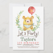 Woodland Bear 1er Anniversaire Fête Invitation (Devant)