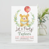 Woodland Bear 1er Anniversaire Fête Invitation (Debout devant)