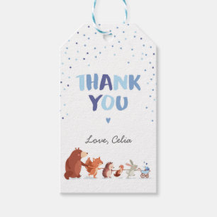 Woodland bedankt voor cadeautje label Blauwe Bot Cadeaulabel