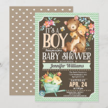 Woodland Beer Baby shower Invitation Boy