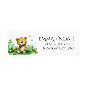 Woodland Beer Baby shower Retour Adres Label