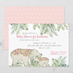Woodland Beer Boho Floral Baby Girl Shower Kaart