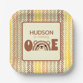 Woodland Beer Boho Rainbow First Birthday Papieren Bordje