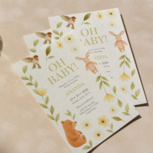 Woodland Beer en Bunny Baby shower Kaart