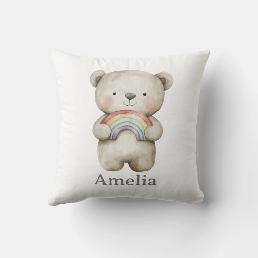 Woodland Beer met een Boho regenboog Schattige Kussen (Achterkant)