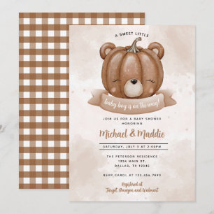 Woodland Beer Pumpkin Baby shower Invitation Kaart