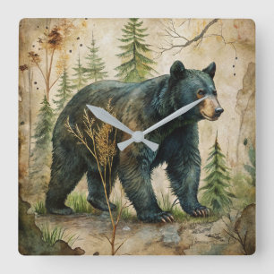 Woodland Beer wandklok Vierkante Klok