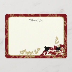 Woodland Birds and Foliage Flat Card Hartelijk dan Bedankkaart