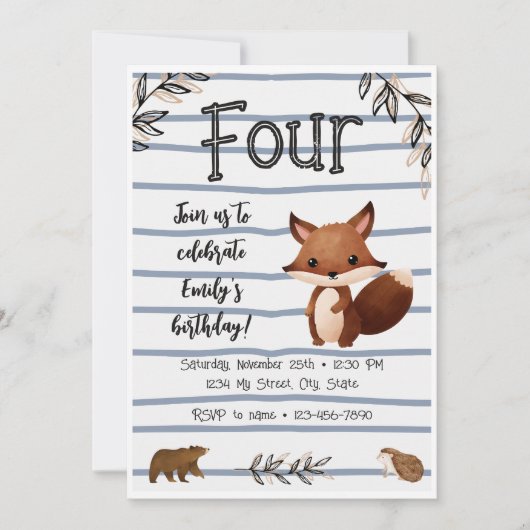 Woodland Birthday Invitation Kaart (Voorkant)