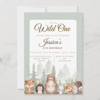 Woodland Birthday Invitation | Wild One Birthday Kaart