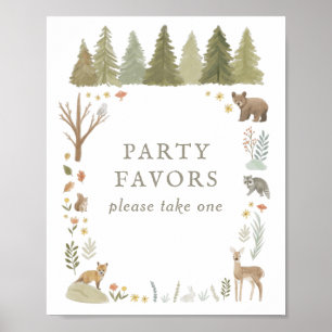Woodland Birthday Party Favors Sign Poster
