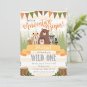 Woodland Birthday Party Invitation Invitation natu (Debout devant)